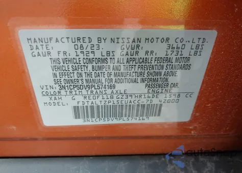 2023 Nissan Kicks Sr Xtronic Cvt z USA, uszkodzony, nr VIN 3N1CP5DV9PL574169